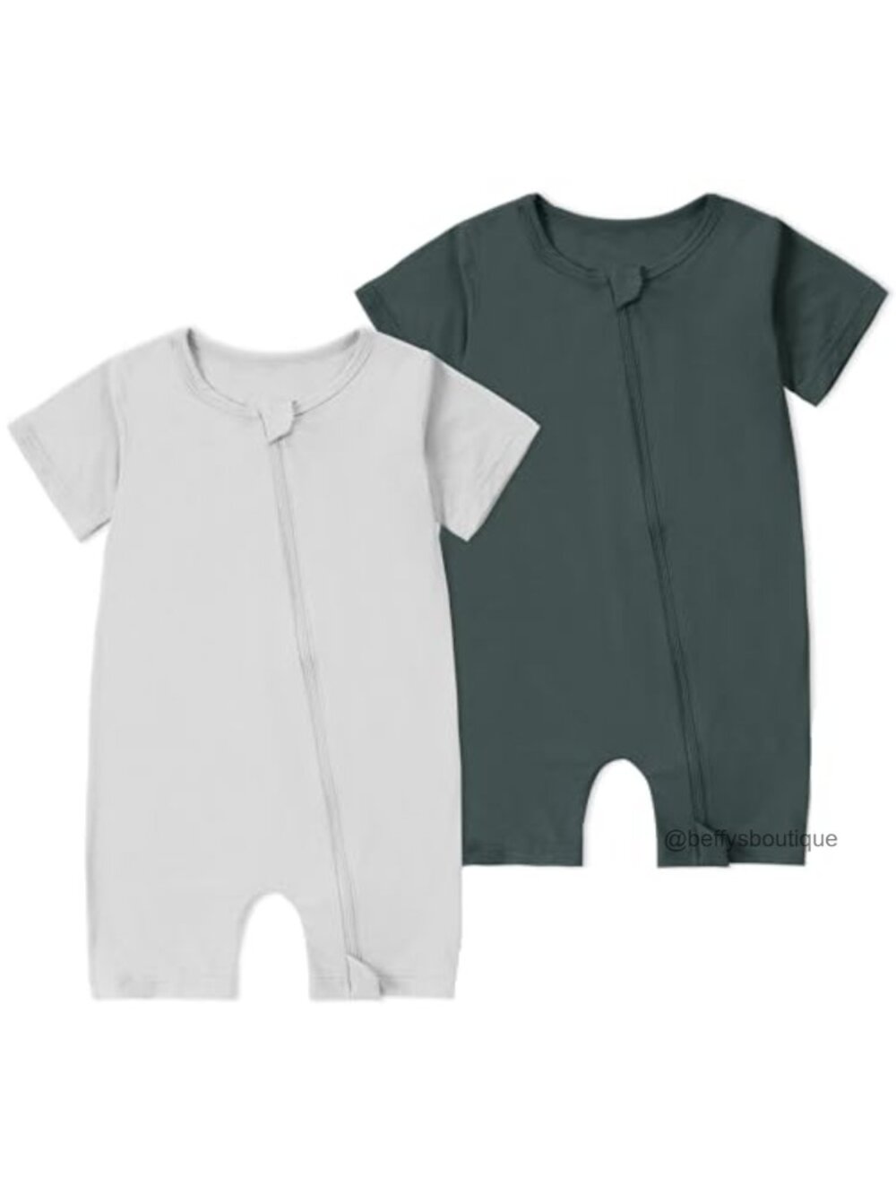 Baby Bamboo Viscose Short Sleeve Romper 2 Pack, Unisex Zipper Bodysuit Infant